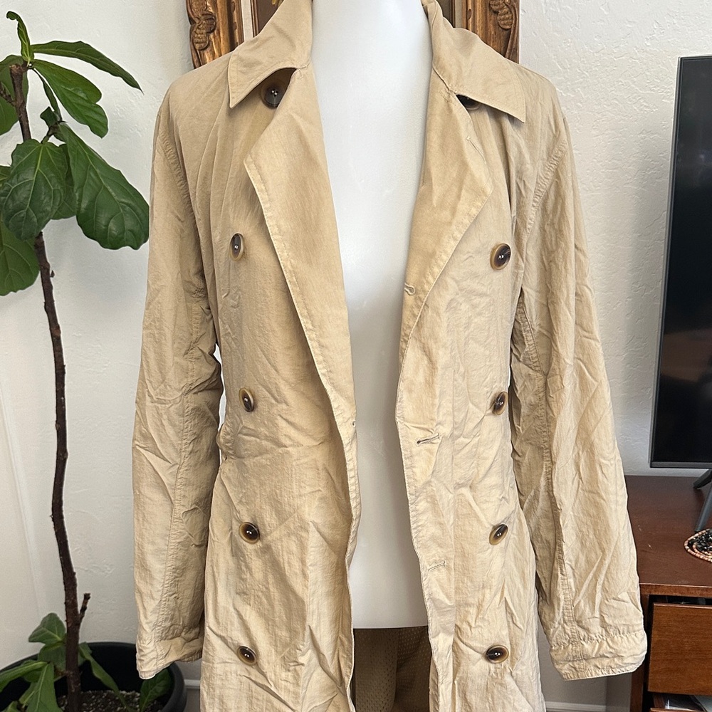 New Balance Beige Double-Breasted Trench Coat